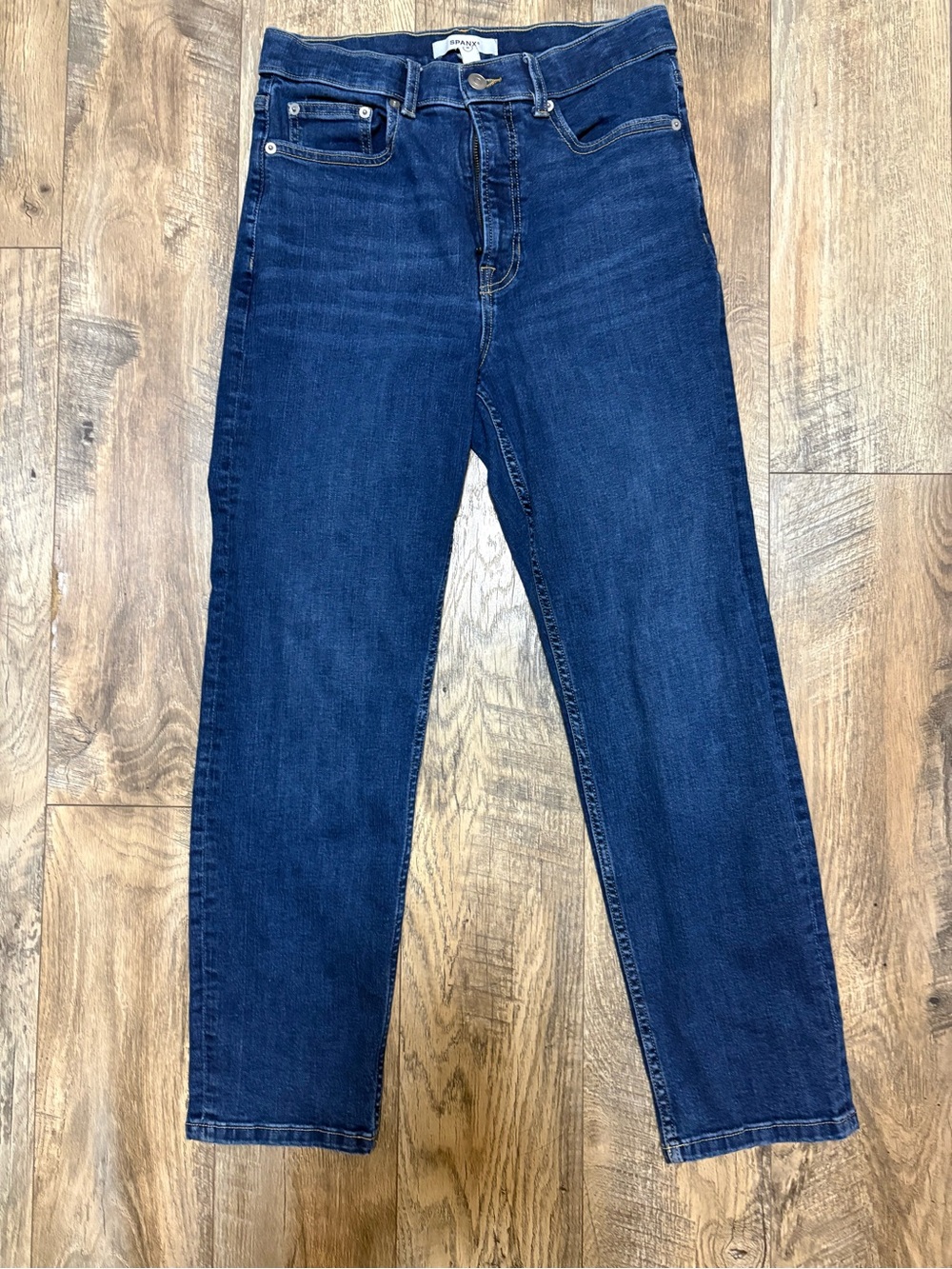 SPANX Straight-Leg Jeans in Dark Blue